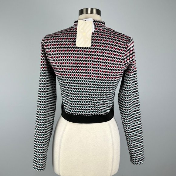 Fabletics Camryn Houndstooth Seamless Long Sleeve Top Red Green Black size XL - Picture 9 of 16